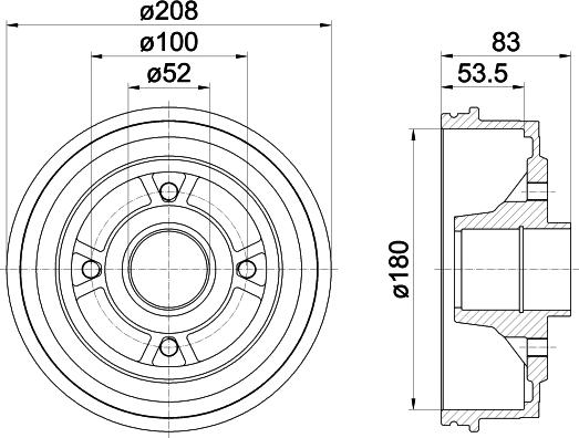 HELLA 8DT 355 301-261 - Гальмівний барабан autozip.com.ua