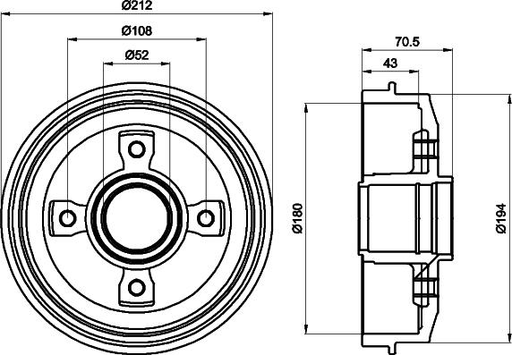 HELLA 8DT 355 301-211 - Гальмівний барабан autozip.com.ua