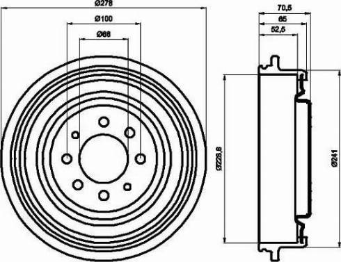 HELLA 8DT 355 301-271 - Гальмівний барабан autozip.com.ua