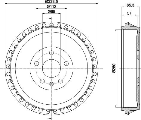 HELLA 8DT 355 303-491 - Гальмівний барабан autozip.com.ua