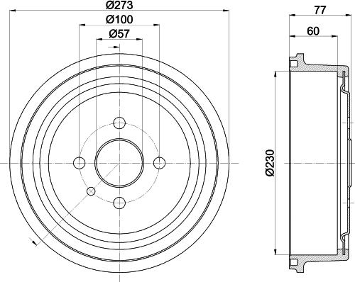 HELLA 8DT 355 303-451 - Гальмівний барабан autozip.com.ua