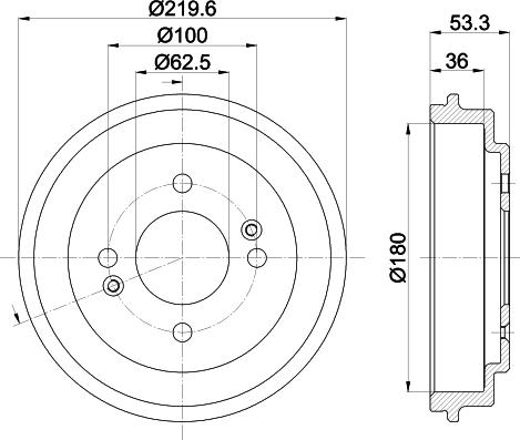 HELLA 8DT 355 303-061 - Гальмівний барабан autozip.com.ua