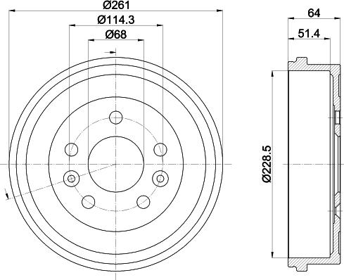 HELLA 8DT 355 303-151 - Гальмівний барабан autozip.com.ua