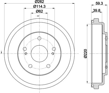 HELLA 8DT 355 303-241 - Гальмівний барабан autozip.com.ua