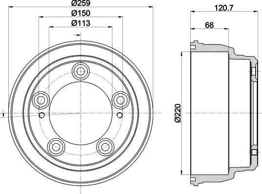 HELLA 8DT 355 303-221 - Гальмівний барабан autozip.com.ua