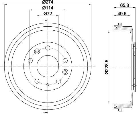 HELLA 8DT 355 303-271 - Гальмівний барабан autozip.com.ua