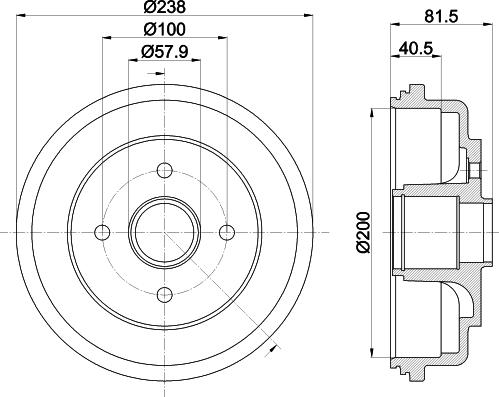 HELLA 8DT 355 302-941 - Гальмівний барабан autozip.com.ua