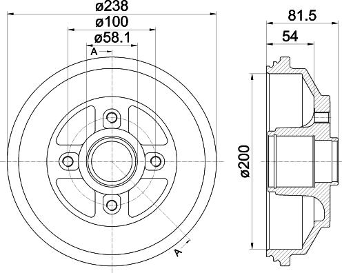 HELLA 8DT 355 302-931 - Гальмівний барабан autozip.com.ua