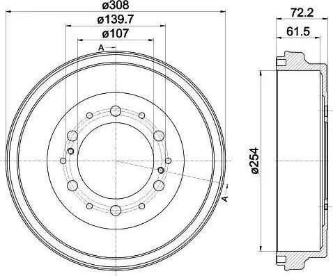 HELLA 8DT 355 302-541 - Гальмівний барабан autozip.com.ua