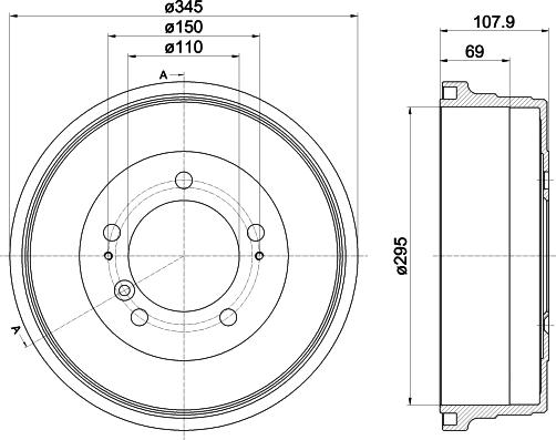 HELLA 8DT 355 302-551 - Гальмівний барабан autozip.com.ua