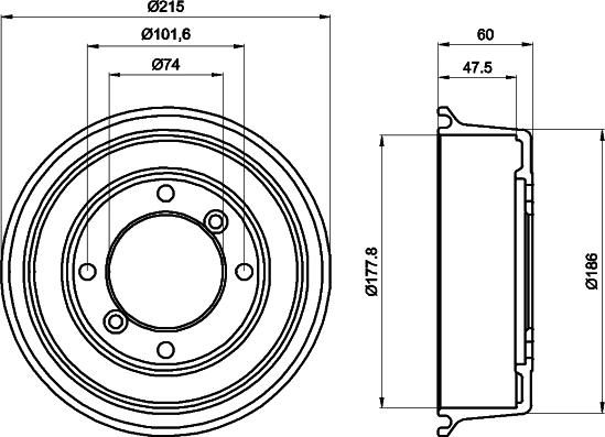 HELLA 8DT 355 302-041 - Гальмівний барабан autozip.com.ua