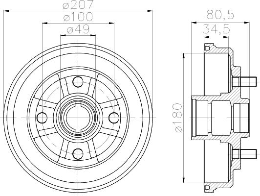 HELLA 8DT 355 302-061 - Гальмівний барабан autozip.com.ua