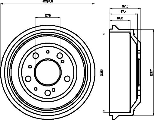 HELLA 8DT 355 302-191 - Гальмівний барабан autozip.com.ua