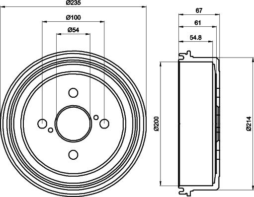 HELLA 8DT 355 302-161 - Гальмівний барабан autozip.com.ua