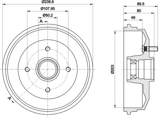 HELLA 8DT 355 302-891 - Гальмівний барабан autozip.com.ua