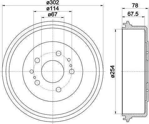 HELLA 8DT 355 302-201 - Гальмівний барабан autozip.com.ua