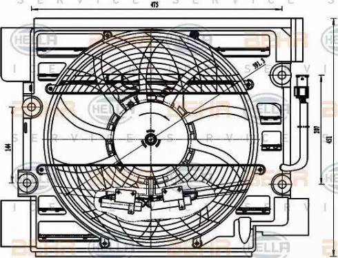 HELLA 8EW 351 040-101 - Вентилятор, конденсатор кондиціонера autozip.com.ua