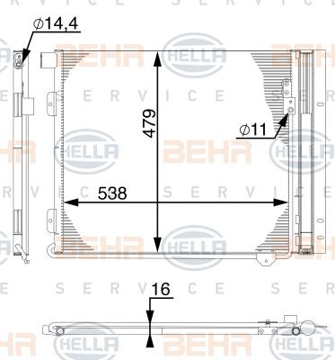 HELLA 8FC 351 029-374 - Конденсатор, кондиціонер autozip.com.ua