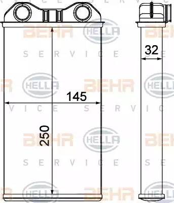 HELLA 8FH 351 000-621 - Теплообмінник, опалення салону autozip.com.ua