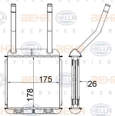 HELLA 8FH 351 313-034 - Теплообмінник, опалення салону autozip.com.ua