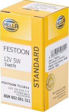 HELLA 8GM 002 091-311 - Лампа розжарювання, ліхтар освітлення номерного знака autozip.com.ua