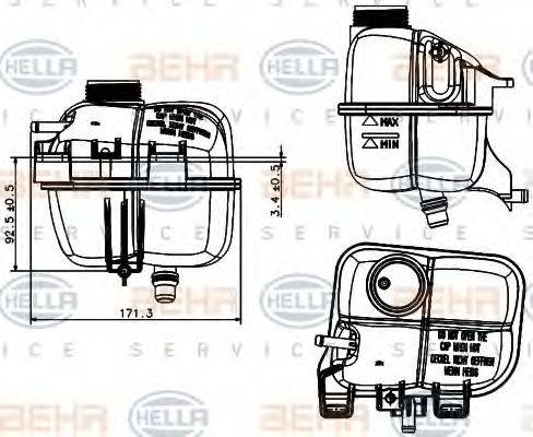 HELLA 8MA 376 737-221 - Компенсаційний бак, охолоджуюча рідина autozip.com.ua