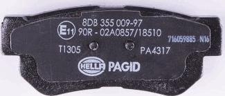 HELLA PAGID 8DB 355 009-971 - Гальмівні колодки, дискові гальма autozip.com.ua