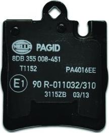 HELLA PAGID 8DB 355 008-451 - Гальмівні колодки, дискові гальма autozip.com.ua