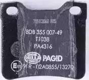 HELLA PAGID 8DB 355 007-491 - Гальмівні колодки, дискові гальма autozip.com.ua