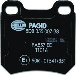 HELLA PAGID 8DB 355 007-381 - Гальмівні колодки, дискові гальма autozip.com.ua