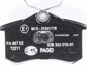 HELLA PAGID 8DB 355 019-911 - Гальмівні колодки, дискові гальма autozip.com.ua