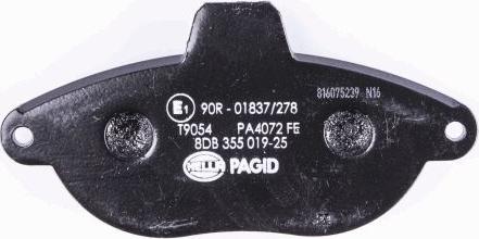 HELLA PAGID 8DB 355 019-251 - Гальмівні колодки, дискові гальма autozip.com.ua