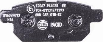 HELLA PAGID 8DB 355 015-871 - Гальмівні колодки, дискові гальма autozip.com.ua