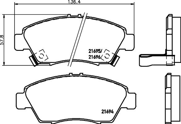 HELLA PAGID 8DB 355 016-461 - Гальмівні колодки, дискові гальма autozip.com.ua