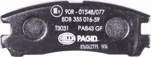 HELLA 8DB 355 016-591 - Гальмівні колодки, дискові гальма autozip.com.ua