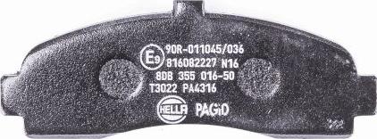 HELLA 8DB 355 016-501 - Гальмівні колодки, дискові гальма autozip.com.ua