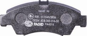 HELLA 8DB 355 016-521 - Гальмівні колодки, дискові гальма autozip.com.ua