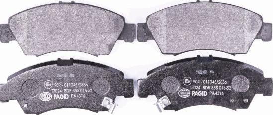 HELLA 8DB 355 016-521 - Гальмівні колодки, дискові гальма autozip.com.ua