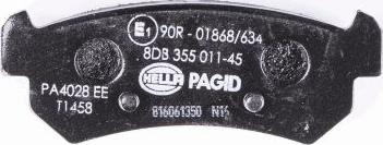 HELLA PAGID 8DB 355 011-451 - Гальмівні колодки, дискові гальма autozip.com.ua