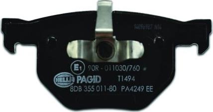 HELLA PAGID 8DB 355 011-801 - Гальмівні колодки, дискові гальма autozip.com.ua