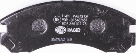 HELLA PAGID 8DB 355 011-751 - Гальмівні колодки, дискові гальма autozip.com.ua