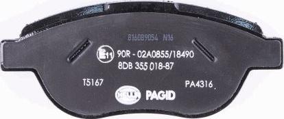 HELLA PAGID 8DB 355 018-871 - Гальмівні колодки, дискові гальма autozip.com.ua