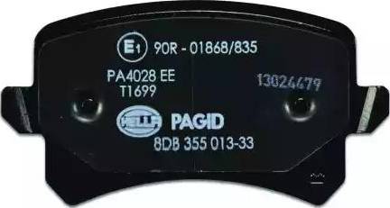 HELLA PAGID 8DB 355 013-331 - Гальмівні колодки, дискові гальма autozip.com.ua