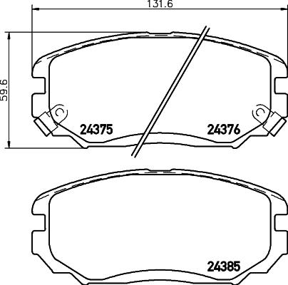 HELLA PAGID 8DB 355 012-461 - К-кт перед. гальм. колодок Hyundai Grandeur. Sonata V 2.0CRDi-3.3 05- autozip.com.ua