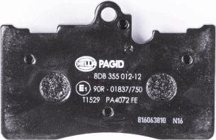 HELLA PAGID 8DB 355 012-121 - Гальмівні колодки, дискові гальма autozip.com.ua