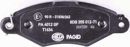 HELLA PAGID 8DB 355 012-711 - Гальмівні колодки, дискові гальма autozip.com.ua