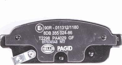HELLA PAGID 8DB 355 024-861 - Гальмівні колодки, дискові гальма autozip.com.ua