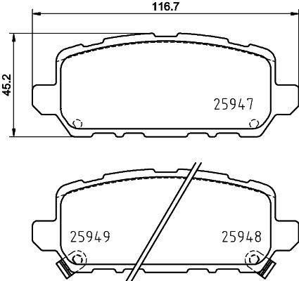 HELLA 8DB 355 025-591 - Гальмівні колодки, дискові гальма autozip.com.ua