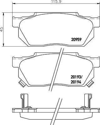 HELLA PAGID 8DB 355 005-641 - Гальмівні колодки, дискові гальма autozip.com.ua