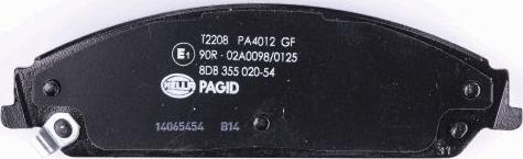 HELLA PAGID 8DB 355 020-541 - Гальмівні колодки, дискові гальма autozip.com.ua